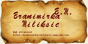 Branimirka Milikšić vizit kartica